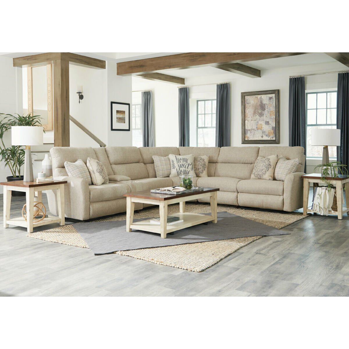 McPherson Modular Power Lay Flat Reclining Sectional (Buff) Sectionals Customizable 57